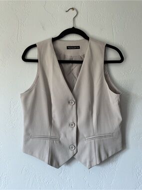 Emerson Lang Light Taupe Sleeveless Button Vest